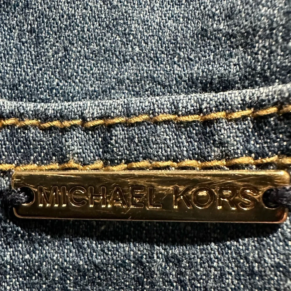Michael Kors Womens Med Dark Wash Wide Leg Jeans Size 16 Flat Front Pockets